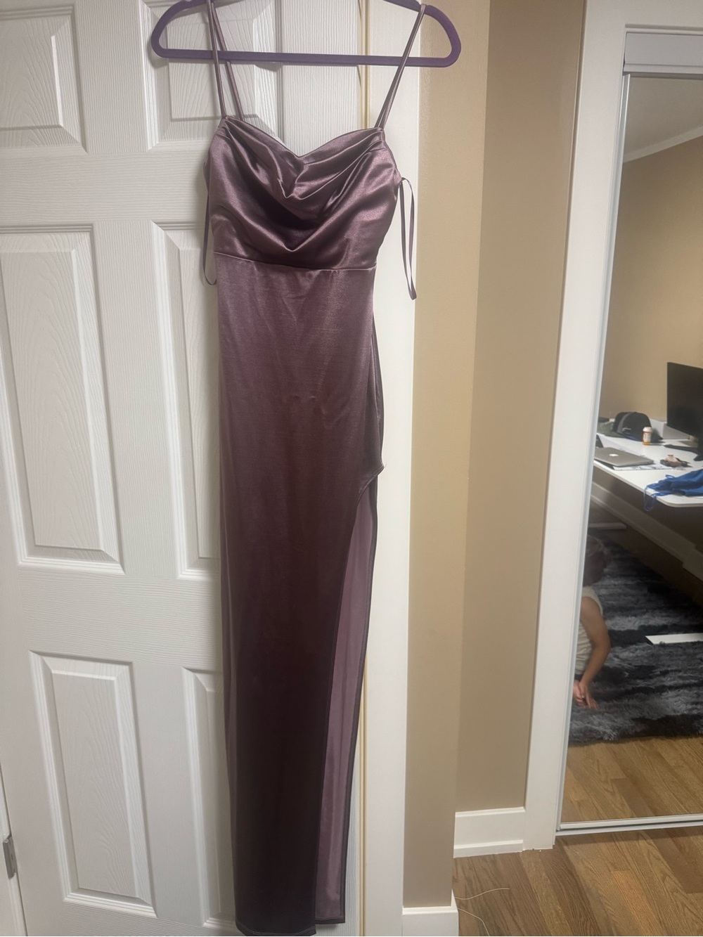 Windsor Satin Cowl Neck Slip Dress in Mauve